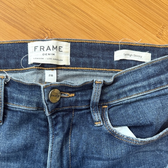 FRAME Dark Blue Distressed Le High Skinny Jeans - Picture 2 of 3